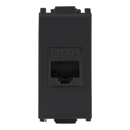 Toma de Computo de 8 Hilos Jack RJ45 Cat5e Negro Serie Alpha EC9711