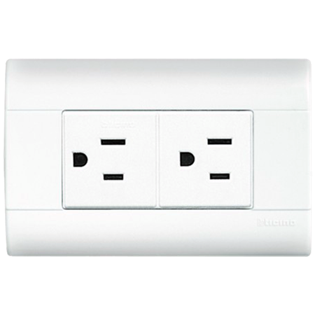 Toma Corriente con Placa Duplex 2P+T 15A Blanco EC4234