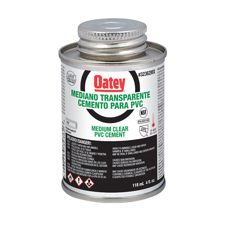Pegamento para PVC Transparente (4 oz / 118 ml), Modelo 32362MX, Oatey PG3151