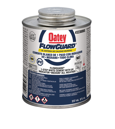 Pegamento para CPVC Blanco (8 oz / 237 ml), Modelo 32388MX, Oatey PG3164